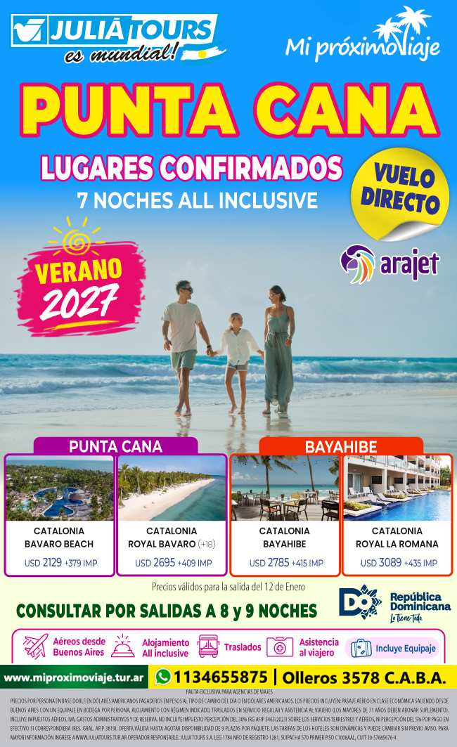 PUNTA CANA con CATALONIA - VERANO 2027 - LUGARES CONFIRMADOS y VUELO DIRECTO !!!